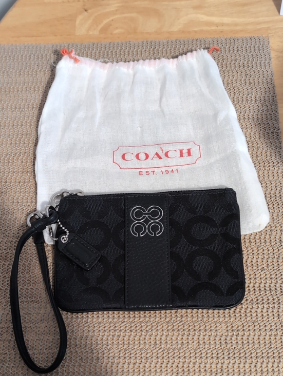 Coach Handbags - Coach Black Signature Logo Wristlet w/ Dust Bag Great Condition